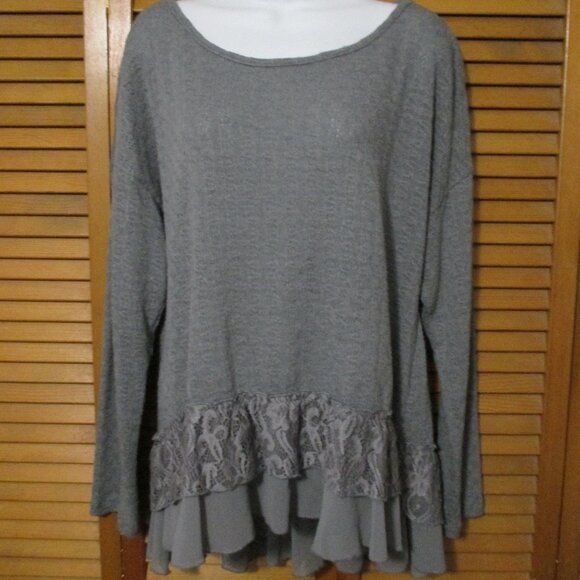 One World top sage green feminine lightweight & soft knit pullover size L - Picture 1 of 8